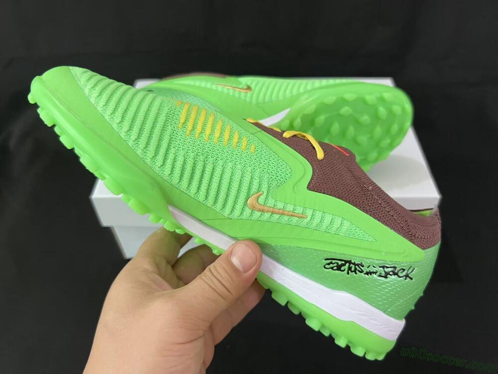 Nike Phantom 6 Elite Low TF Artificial Turf Soccer Shoes - Green/Lime Green/Brown