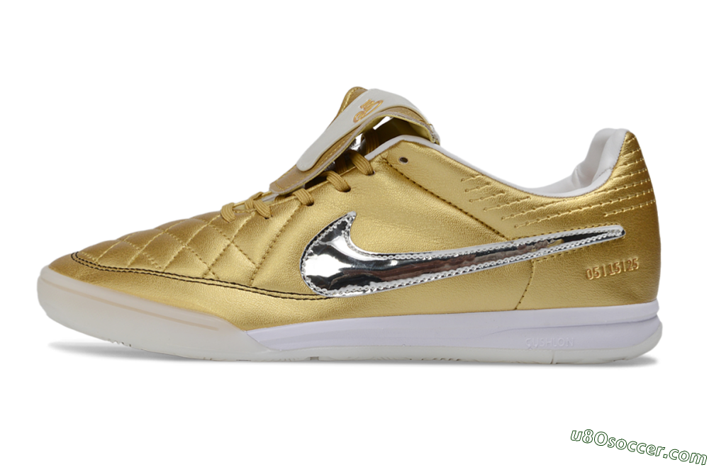 Nike Tiempo Legend SE IC Indoor & Futsal Soccer Shoes - Gold/Metallic Silver/Classic White 2
