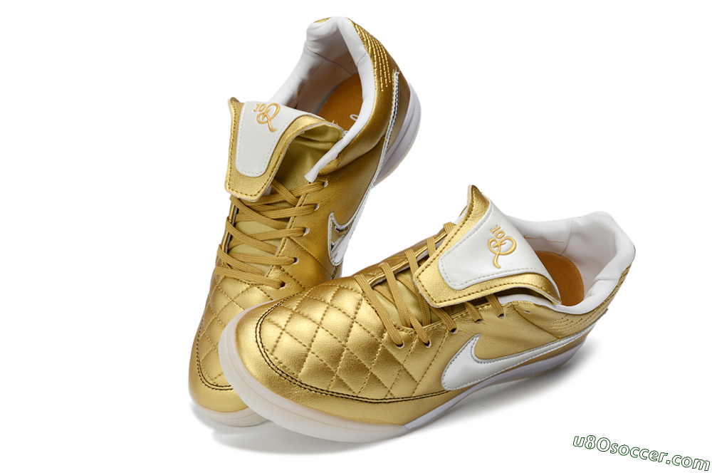 Nike Tiempo Legend SE IC Indoor & Futsal Soccer Shoes - Gold/Metallic Silver/Classic White 3