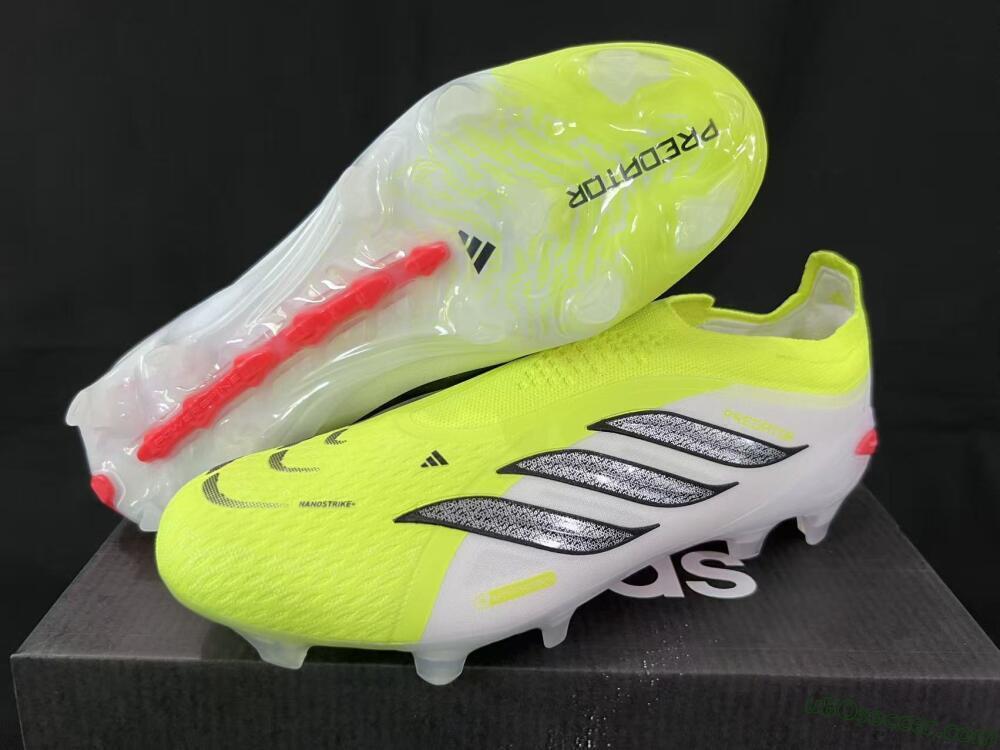 Adidas Predator 26 Elite Laceless FG Firm Ground Soccer Cleats - Yellow/Neon Green/White