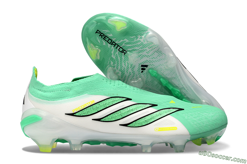 Adidas Predator 26 Elite Laceless FG Firm Ground Soccer Cleats - Green/Highlighter Green/Black 1