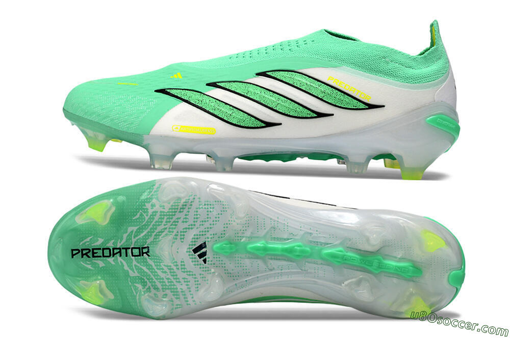 Adidas Predator 26 Elite Laceless FG Firm Ground Soccer Cleats - Green/Highlighter Green/Black 0