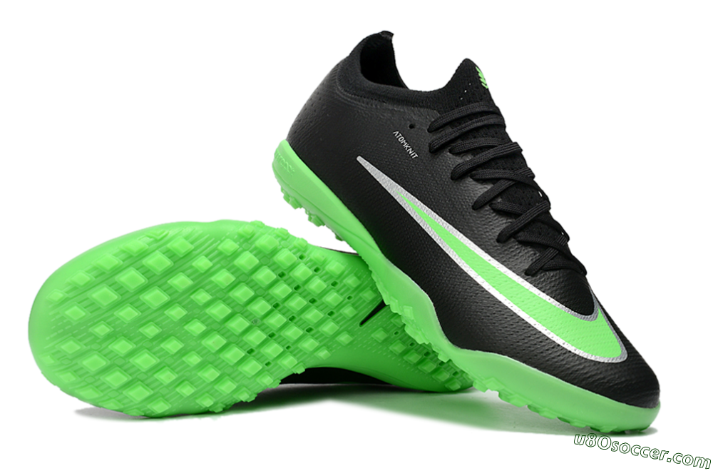Nike Air Zoom Mercurial Vapor 17 Elite TF Artificial Turf Soccer Shoes - Black/Neon Green/Metallic Silver 0