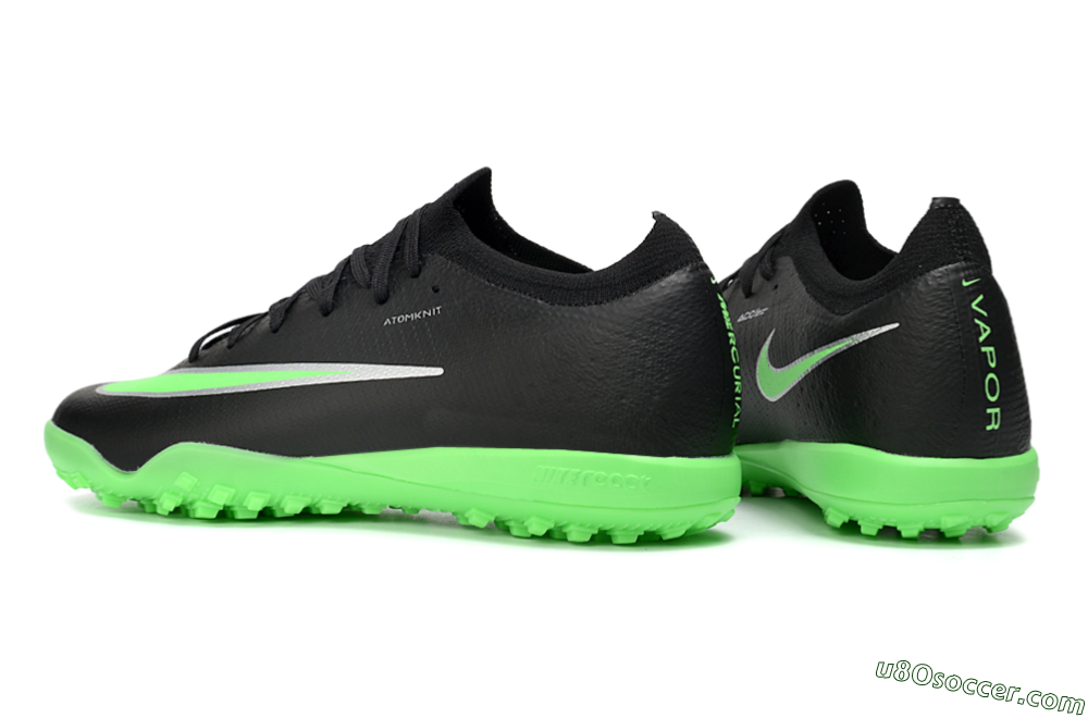 Nike Air Zoom Mercurial Vapor 17 Elite TF Artificial Turf Soccer Shoes - Black/Neon Green/Metallic Silver 4
