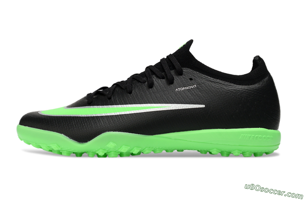Nike Air Zoom Mercurial Vapor 17 Elite TF Artificial Turf Soccer Shoes - Black/Neon Green/Metallic Silver 2