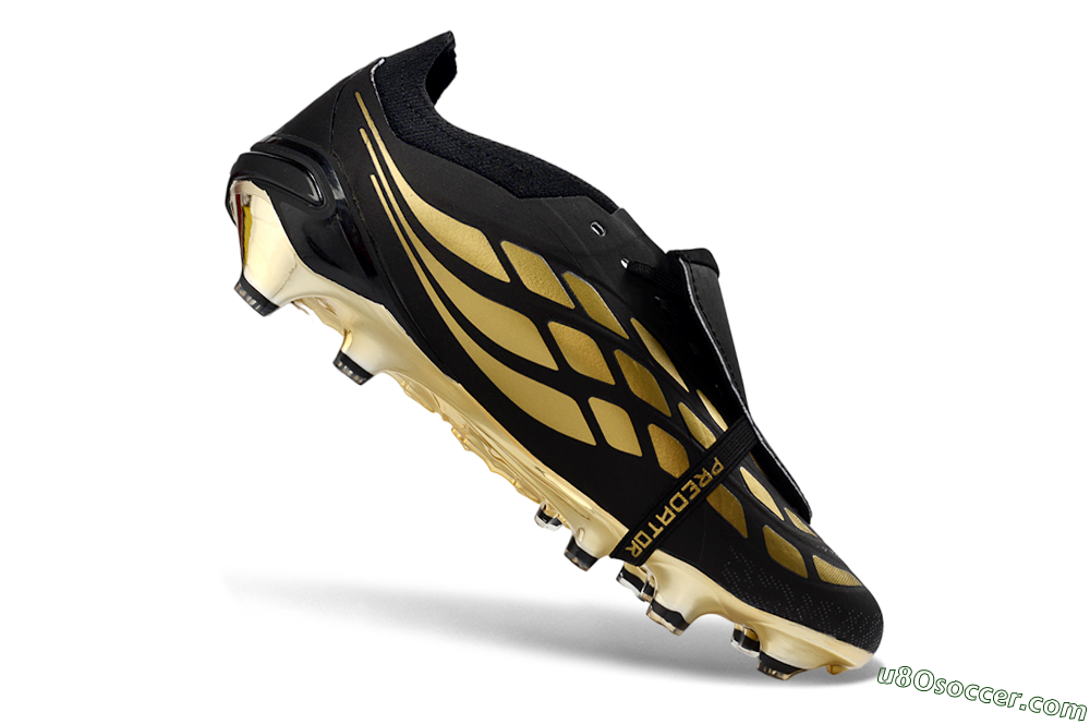 Adidas Predator 26 Elite Fold-Over Tongue FG Firm Ground Soccer Cleats - Black/Gold Metallic/Black Panther 5