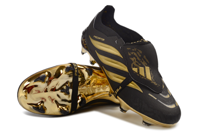 Adidas Predator 26 Elite Fold-Over Tongue FG Firm Ground Soccer Cleats - Black/Gold Metallic/Black Panther