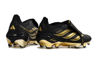 Adidas Predator 26 Elite Fold-Over Tongue FG Firm Ground Soccer Cleats - Black/Gold Metallic/Black Panther
