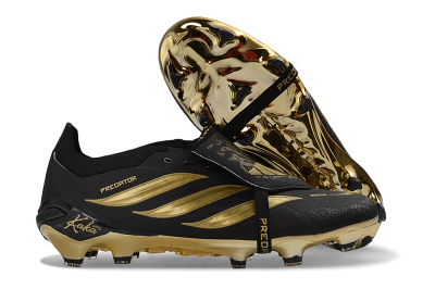 Adidas Predator 26 Elite Fold-Over Tongue FG Firm Ground Soccer Cleats - Black/Gold Metallic/Black Panther