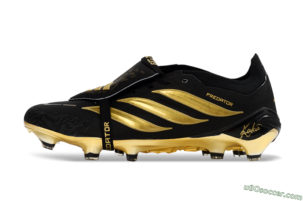 Adidas Predator 26 Elite Fold-Over Tongue FG Firm Ground Soccer Cleats - Black/Gold Metallic/Black Panther 2
