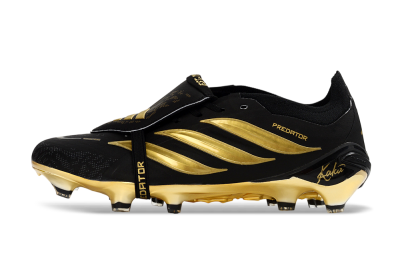 Adidas Predator 26 Elite Fold-Over Tongue FG Firm Ground Soccer Cleats - Black/Gold Metallic/Black Panther