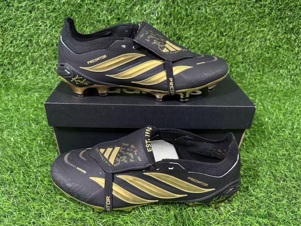 Adidas Predator 26 Elite Fold-Over Tongue FG Firm Ground Soccer Cleats - Black/Gold Metallic/Black Panther