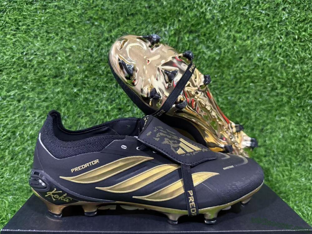Adidas Predator 26 Elite Fold-Over Tongue FG Firm Ground Soccer Cleats - Black/Gold Metallic/Black Panther