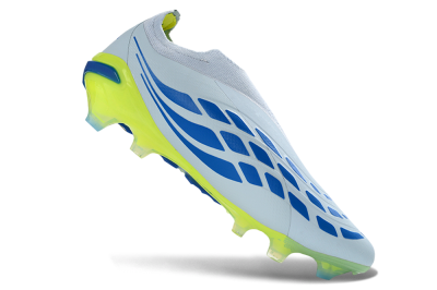 Adidas Predator 26 Elite Laceless FG Firm Ground Soccer Cleats - White/Neon Green/Navy Blue