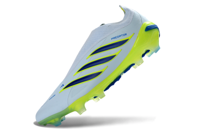 Adidas Predator 26 Elite Laceless FG Firm Ground Soccer Cleats - White/Neon Green/Navy Blue