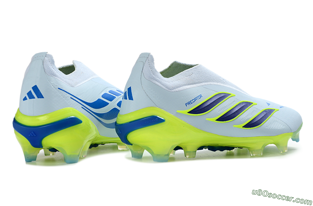Adidas Predator 26 Elite Laceless FG Firm Ground Soccer Cleats - White/Neon Green/Navy Blue 7