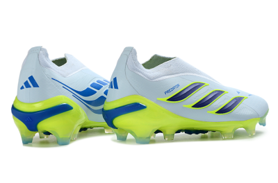 Adidas Predator 26 Elite Laceless FG Firm Ground Soccer Cleats - White/Neon Green/Navy Blue