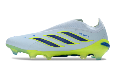 Adidas Predator 26 Elite Laceless FG Firm Ground Soccer Cleats - White/Neon Green/Navy Blue