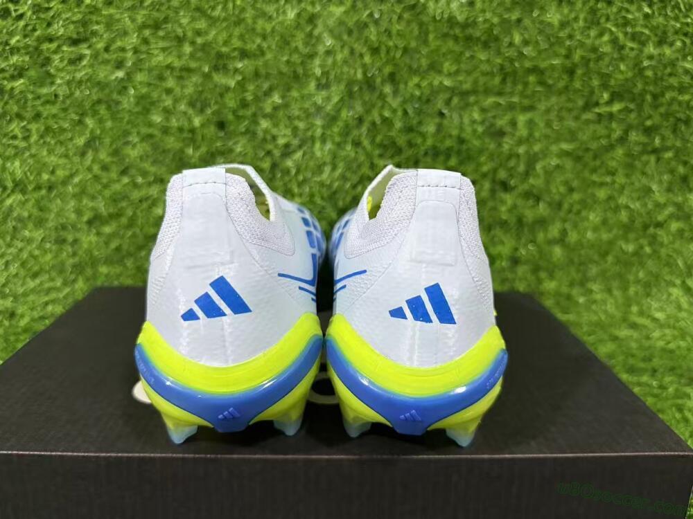 Adidas Predator 26 Elite Laceless FG Firm Ground Soccer Cleats - White/Neon Green/Navy Blue
