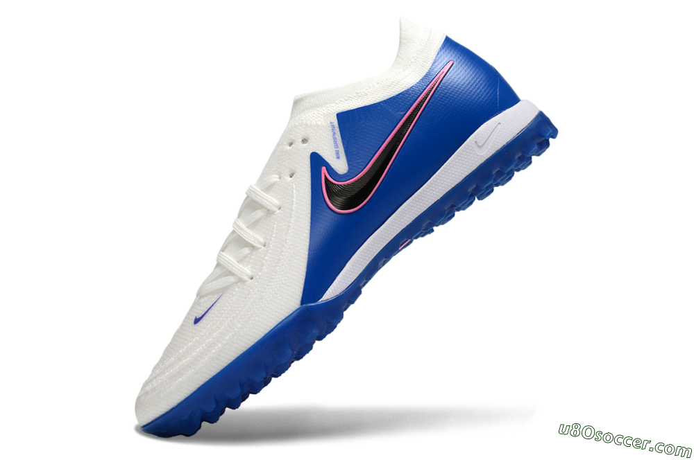 Nike Phantom GX 2 Elite TF Artificial Turf Soccer Shoes - White/Electric Blue/Flame Pink 4