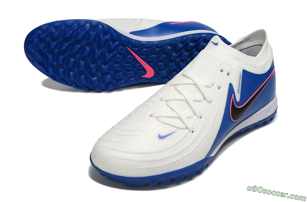 Nike Phantom GX 2 Elite TF Artificial Turf Soccer Shoes - White/Electric Blue/Flame Pink 0