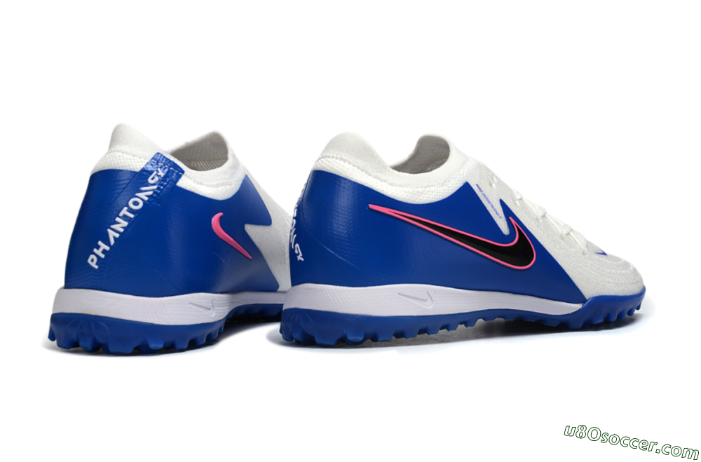 Nike Phantom GX 2 Elite TF Artificial Turf Soccer Shoes - White/Electric Blue/Flame Pink 5