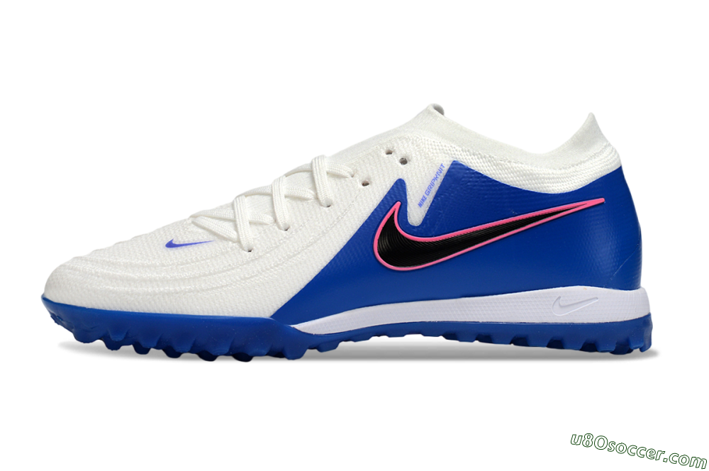Nike Phantom GX 2 Elite TF Artificial Turf Soccer Shoes - White/Electric Blue/Flame Pink 2