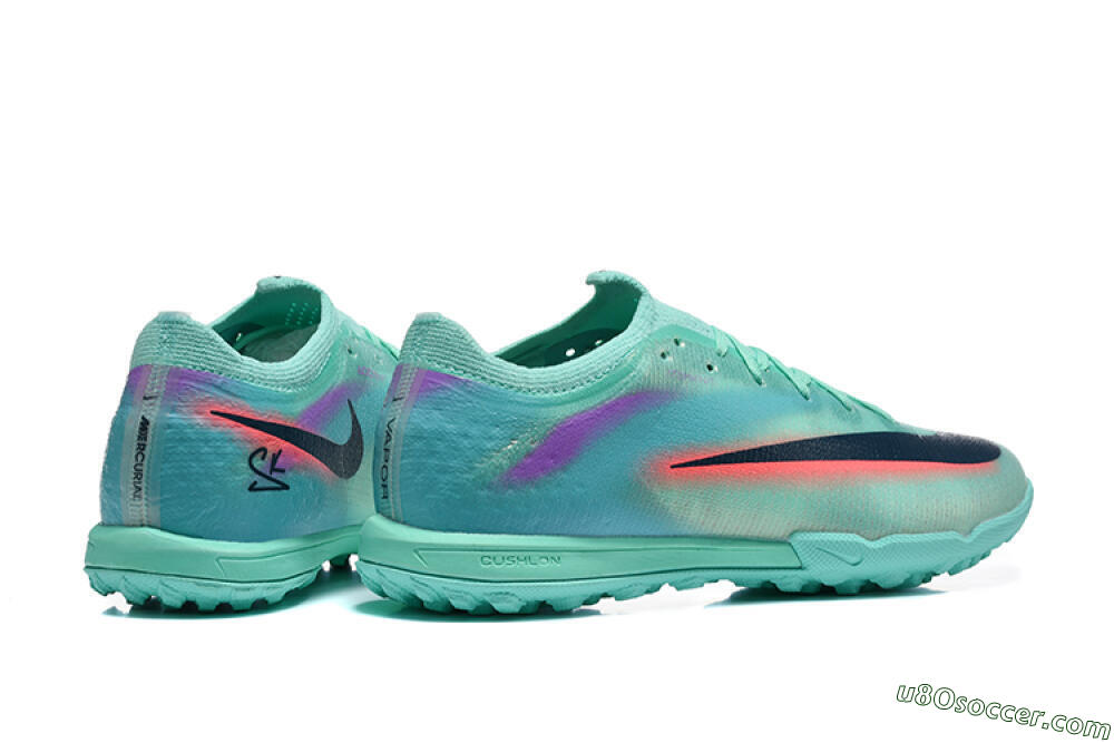 Nike Air Zoom Mercurial Vapor 17 Elite TF Artificial Turf Soccer Shoes - Aqua/Coral Burst/Aqua Mist 9