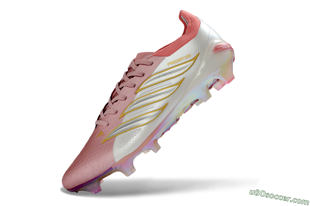 Adidas Predator 26 Elite FG Firm Ground Soccer Cleats - Pink/Pearl White/Sunny Gold 5