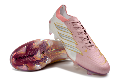 Adidas Predator 26 Elite FG Firm Ground Soccer Cleats - Pink/Pearl White/Sunny Gold