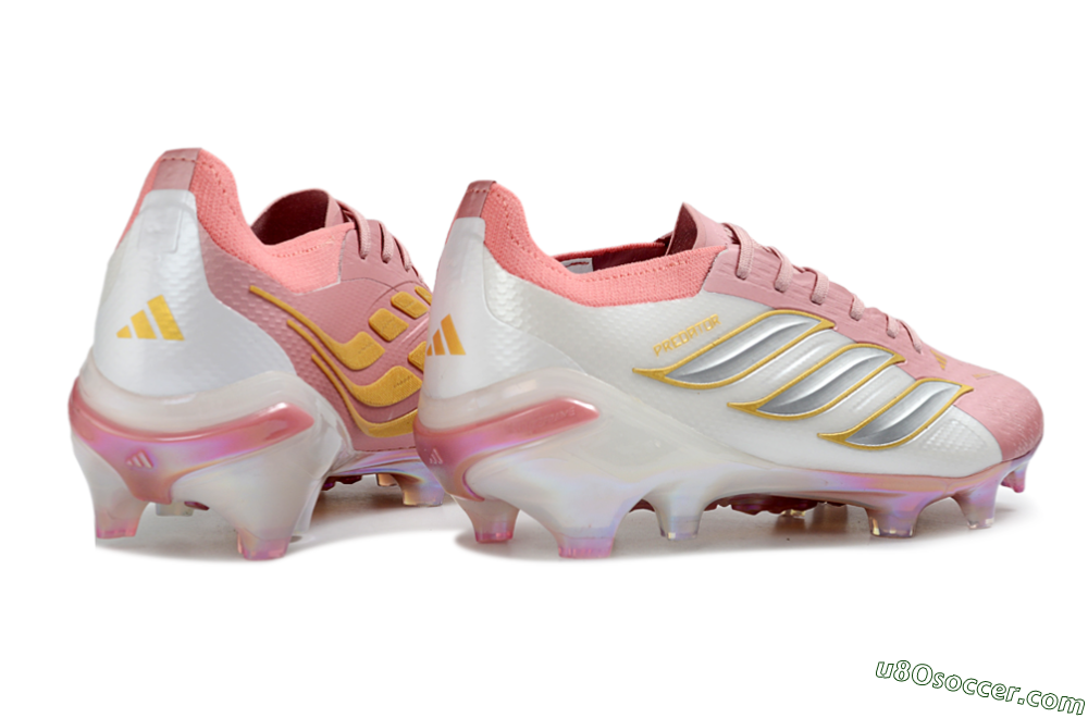 Adidas Predator 26 Elite FG Firm Ground Soccer Cleats - Pink/Pearl White/Sunny Gold 6