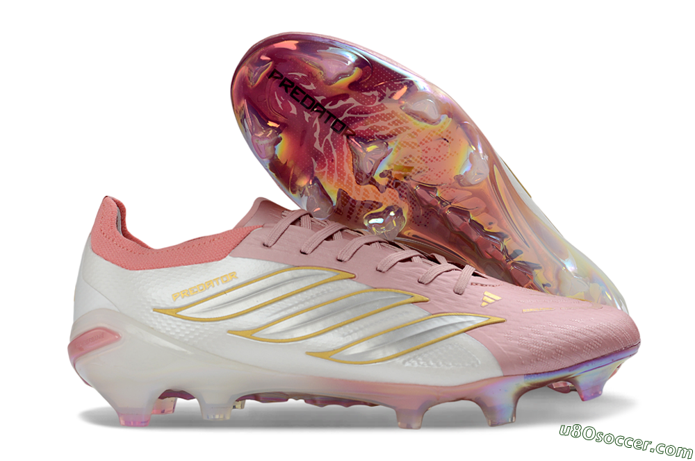Adidas Predator 26 Elite FG Firm Ground Soccer Cleats - Pink/Pearl White/Sunny Gold 1