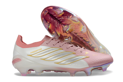 Adidas Predator 26 Elite FG Firm Ground Soccer Cleats - Pink/Pearl White/Sunny Gold