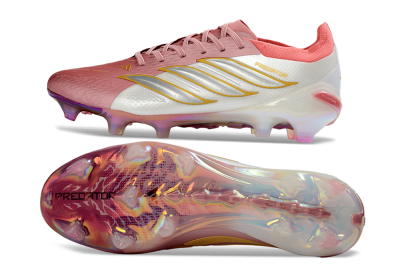 Adidas Predator 26 Elite FG Firm Ground Soccer Cleats - Pink/Pearl White/Sunny Gold