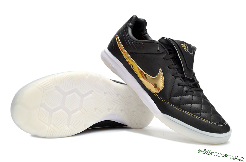 Nike Tiempo Legend SE TF Artificial Turf Soccer Shoes - Black/Gold Accent/White Sole 0