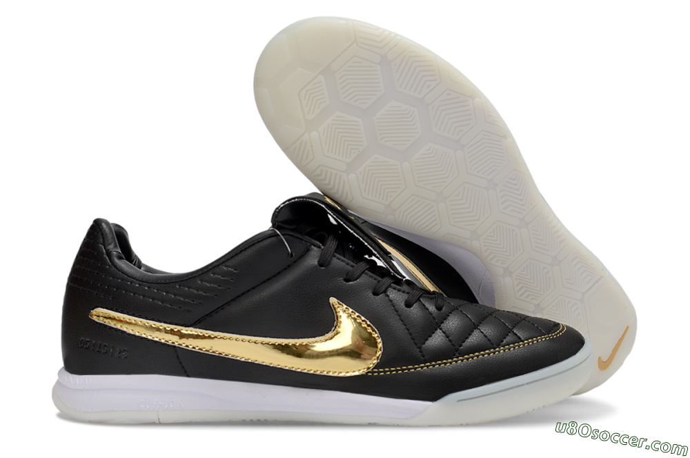 Nike Tiempo Legend SE TF Artificial Turf Soccer Shoes - Black/Gold Accent/White Sole 1