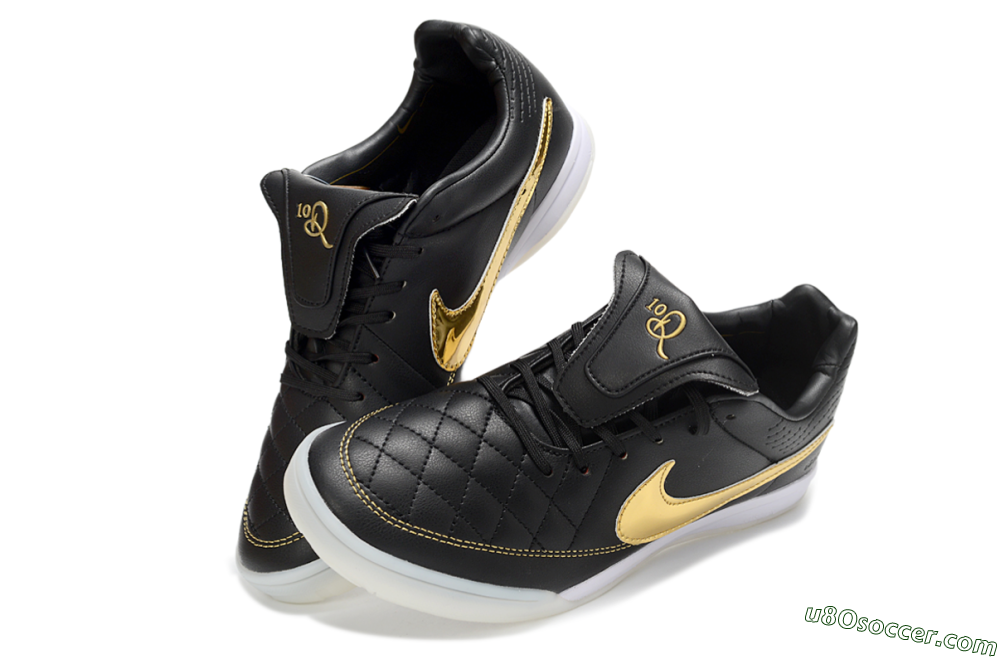Nike Tiempo Legend SE TF Artificial Turf Soccer Shoes - Black/Gold Accent/White Sole 3