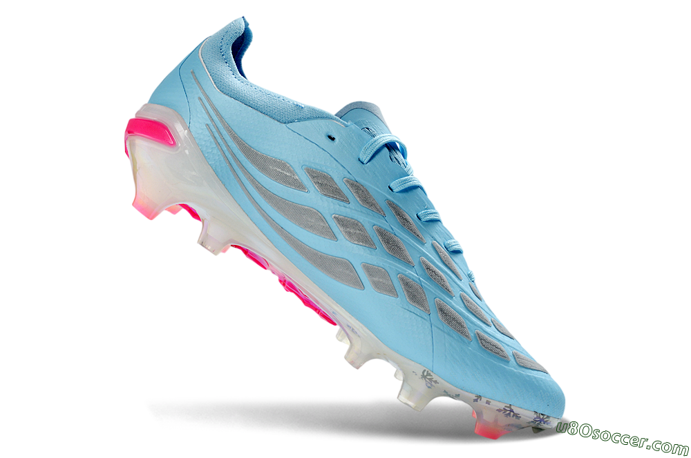 Adidas Predator 26 Elite FG Firm Ground Soccer Cleats - Blue/Crystal Blue/Neon Pink 4