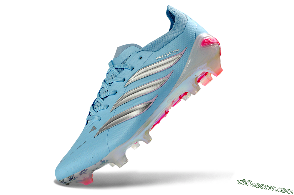 Adidas Predator 26 Elite FG Firm Ground Soccer Cleats - Blue/Crystal Blue/Neon Pink 5