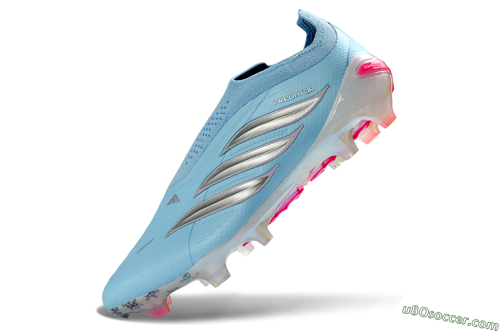 Adidas Predator 26 Elite Laceless FG Firm Ground Soccer Cleats - Blue/Icy Blue/Hot Pink 5