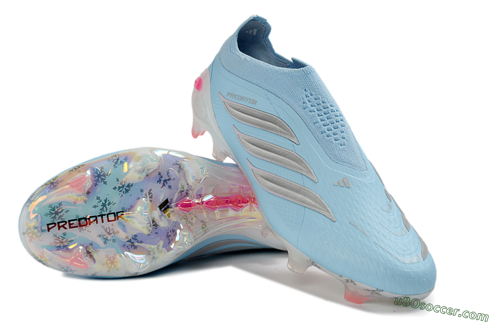 Adidas Predator 26 Elite Laceless FG Firm Ground Soccer Cleats - Blue/Icy Blue/Hot Pink 3