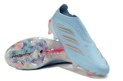 Adidas Predator 26 Elite Laceless FG Firm Ground Soccer Cleats - Blue/Icy Blue/Hot Pink