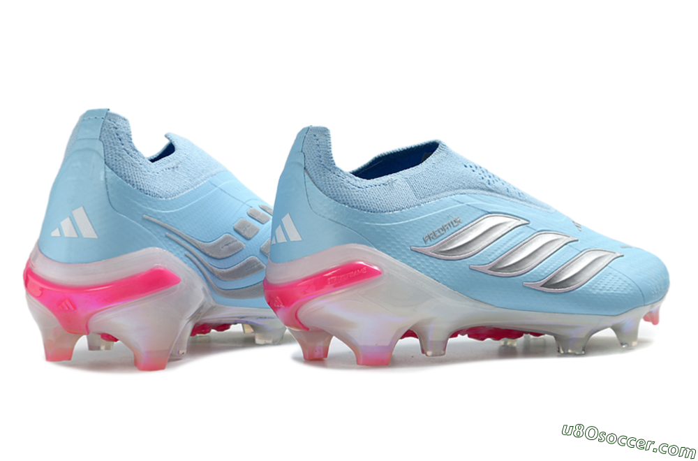 Adidas Predator 26 Elite Laceless FG Firm Ground Soccer Cleats - Blue/Icy Blue/Hot Pink 6