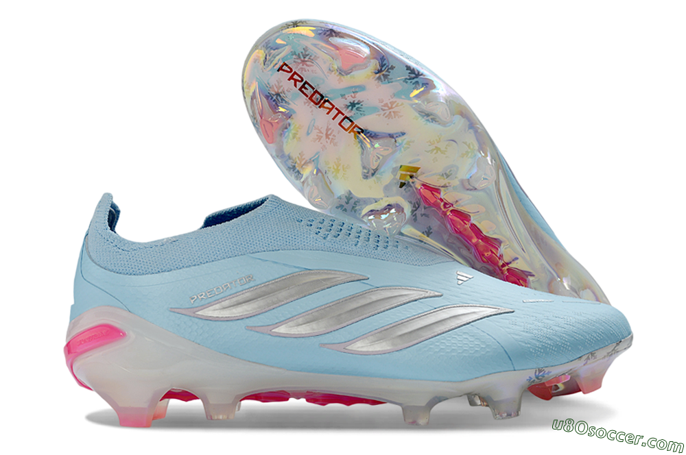 Adidas Predator 26 Elite Laceless FG Firm Ground Soccer Cleats - Blue/Icy Blue/Hot Pink 1
