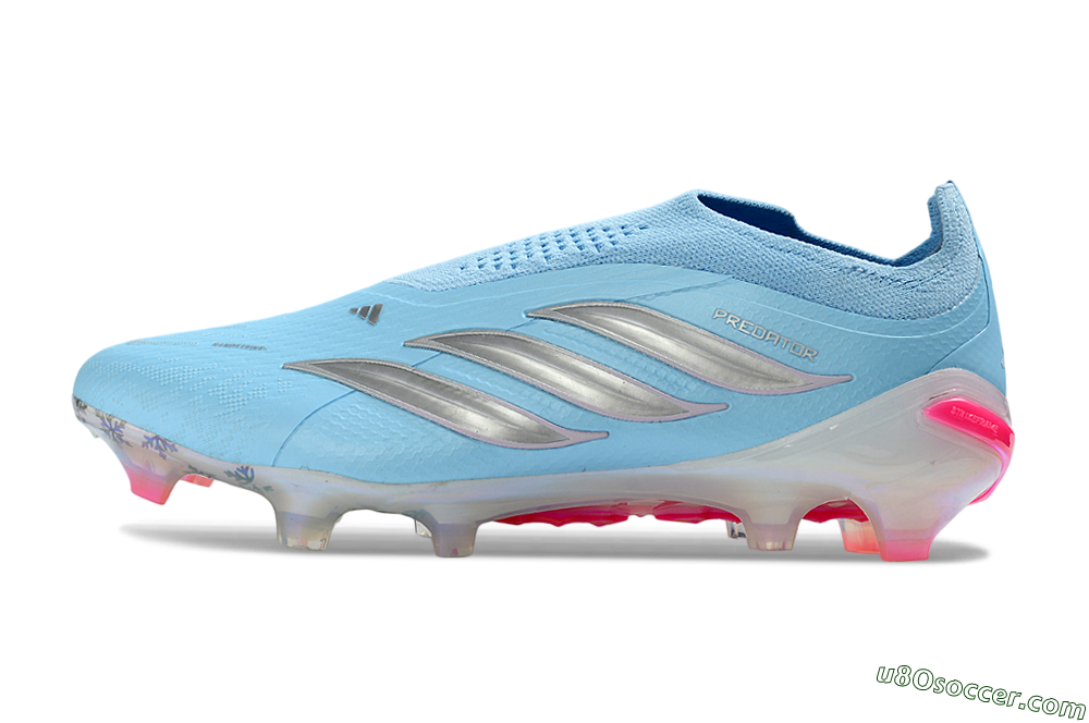 Adidas Predator 26 Elite Laceless FG Firm Ground Soccer Cleats - Blue/Icy Blue/Hot Pink 2