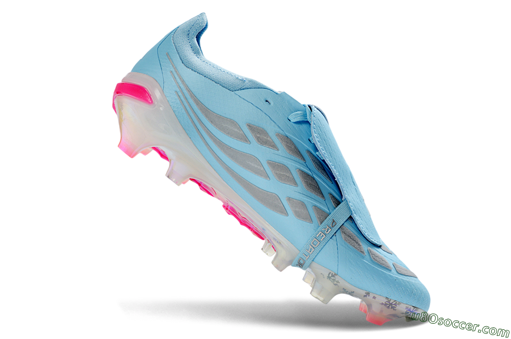 Adidas Predator 26 Elite Fold-Over Tongue FG Firm Ground Soccer Cleats - Blue/Bright Sky/Neon Pink 4