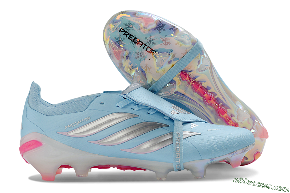 Adidas Predator 26 Elite Fold-Over Tongue FG Firm Ground Soccer Cleats - Blue/Bright Sky/Neon Pink 1