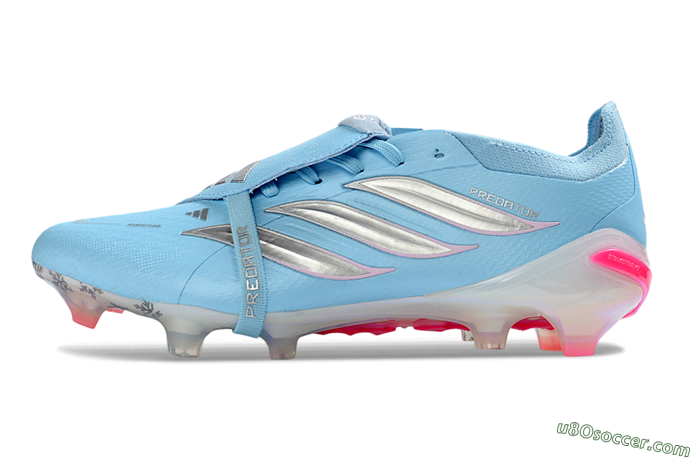 Adidas Predator 26 Elite Fold-Over Tongue FG Firm Ground Soccer Cleats - Blue/Bright Sky/Neon Pink 2
