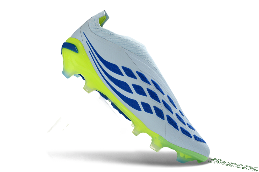 Adidas Predator 26 Elite Laceless FG Firm Ground Soccer Cleats - Blue/Electric Yellow/Sky Blue 4