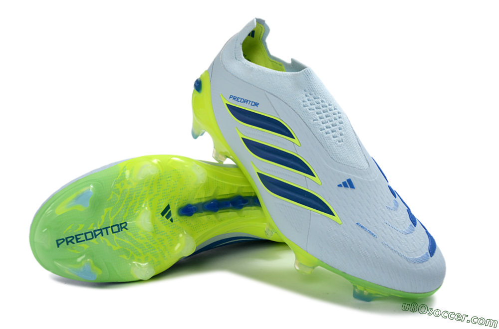 Adidas Predator 26 Elite Laceless FG Firm Ground Soccer Cleats - Blue/Electric Yellow/Sky Blue 3